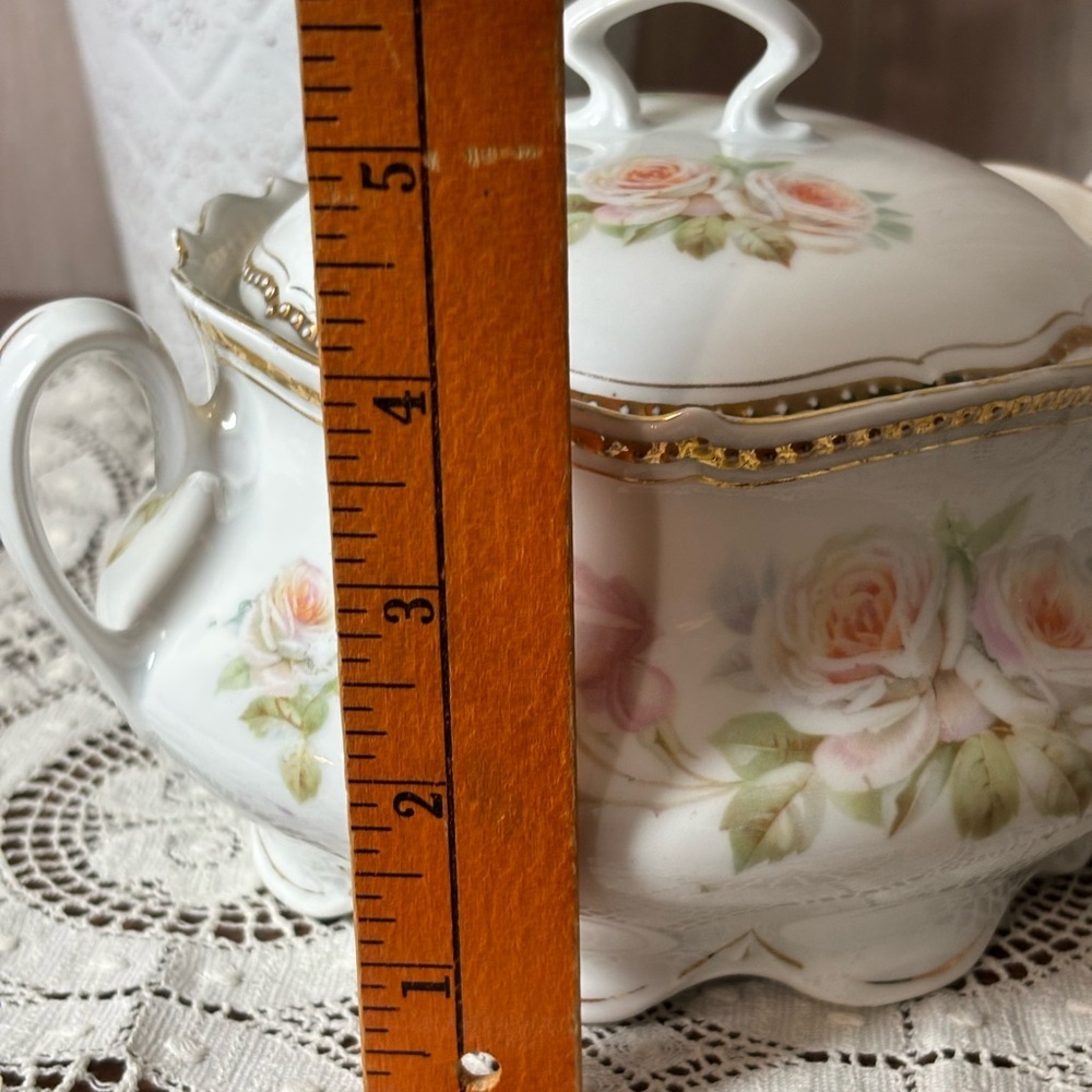 Vintage Antique P.K. Silesia Rose Porcelain Cracker Jar with Lid or Serving Dish - Picture 8 of 9